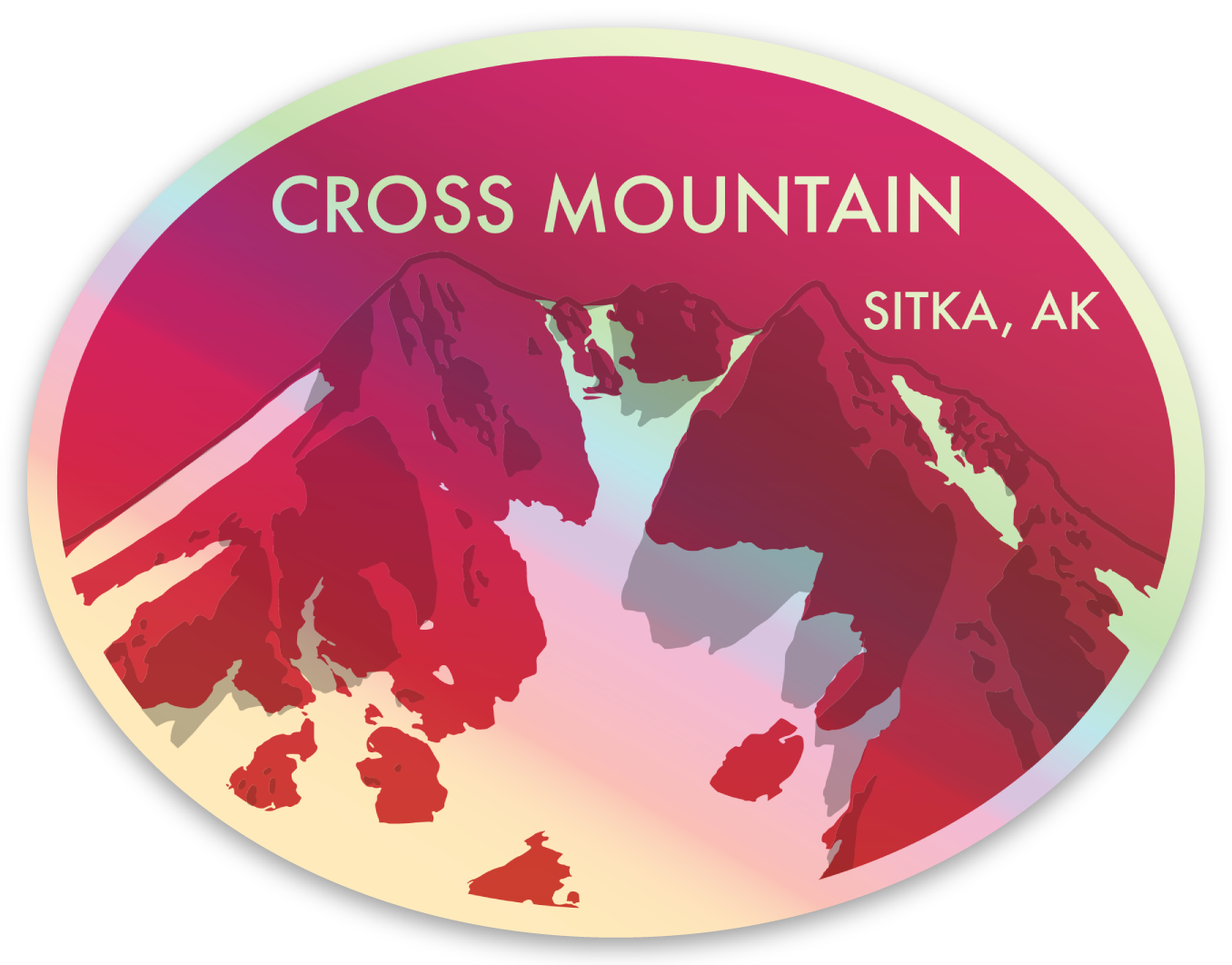 Cross Mountain Holographic Sticker